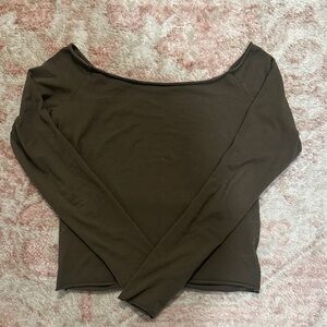 Brandy Melville olive green off-shoulder top